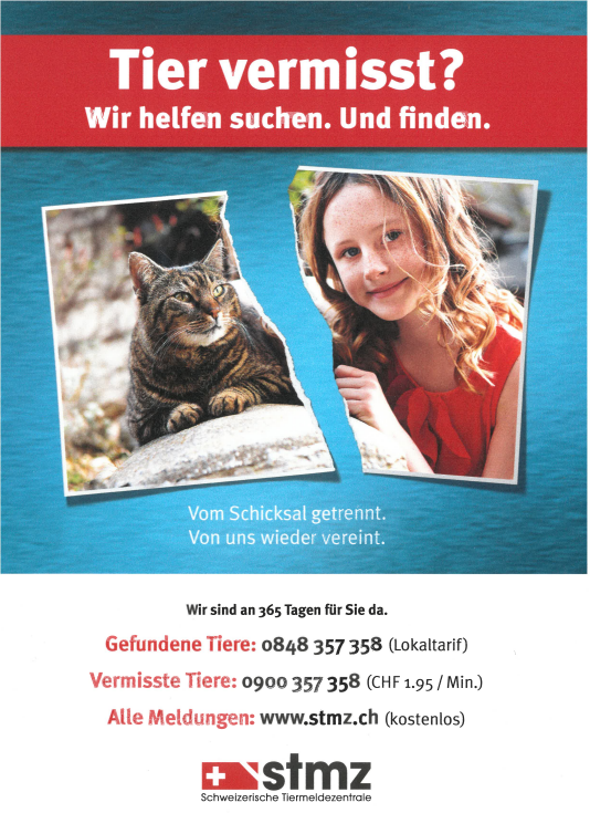 Werbebild Schweizerische Tiermeldezentrale